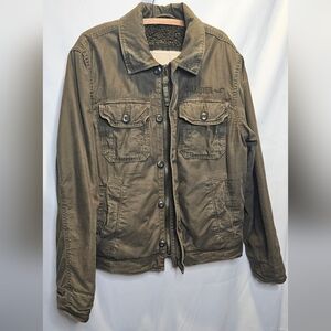 Hollister green Sherpa Lined utility chore jacket